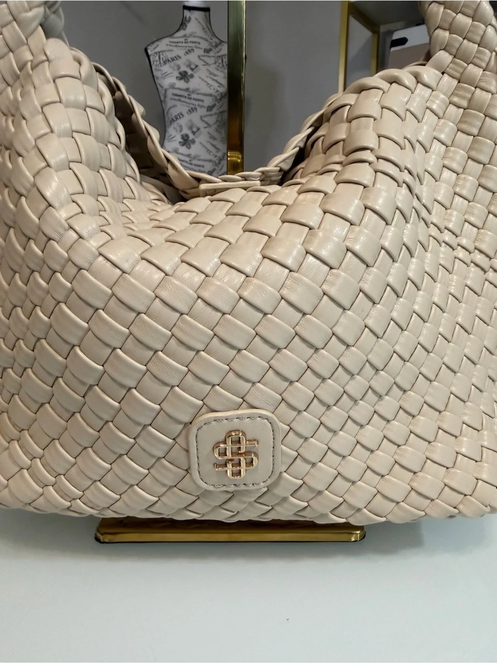 Simply Southern Cream Woven Shoulder Bag with Crossbody Strap